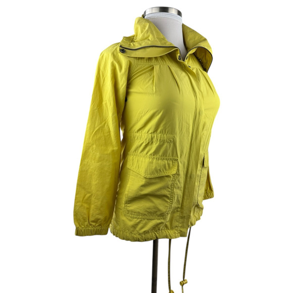 Eileen Fisher Anorak Windbreaker High Collar Jacket Yellow Womens Size PP Petite - Picture 15 of 16